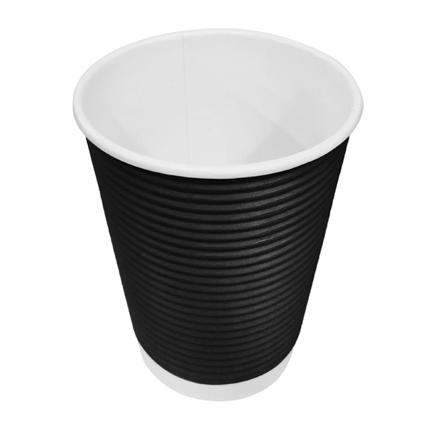 Fiesta Takeaway Coffee Cups Ripple Wall Black 340ml / 12oz Fiesta Takeaway Coffee Cups Ripple Wall Black 340ml / 12oz