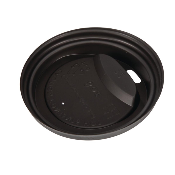 Fiesta Compostable Lid for Hot Cups Black 255ml (50 Pack) Fiesta Compostable Lid for Hot Cups Black 255ml (50 Pack)