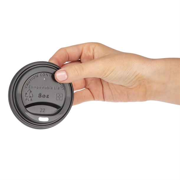 Fiesta Compostable Lid for Hot Cups Black 255ml (50 Pack) Fiesta Compostable Lid for Hot Cups Black 255ml (50 Pack)