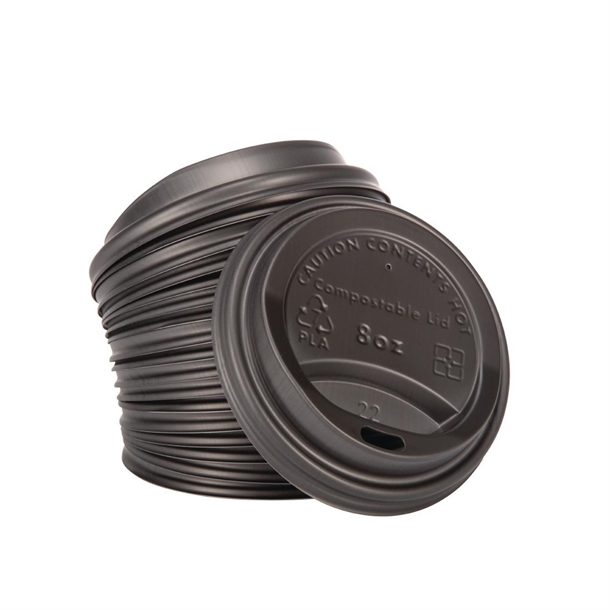Fiesta Compostable Lid for Hot Cups Black 255ml (50 Pack) Fiesta Compostable Lid for Hot Cups Black 255ml (50 Pack)