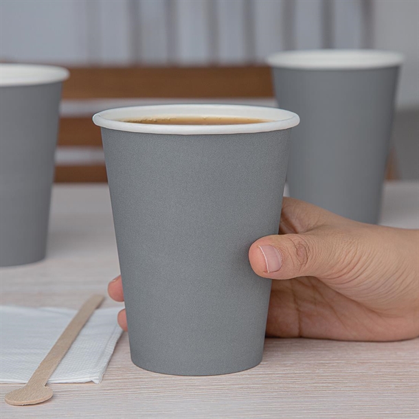 Fiesta Recyclable Hot Cup Single Wall Charcoal 340ml (1000 Pack) Fiesta Recyclable Hot Cup Single Wall Charcoal 340ml (1000 Pack)