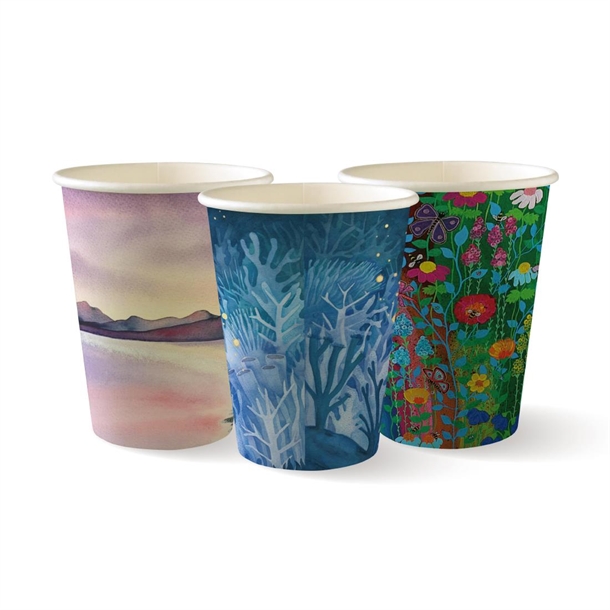 BioPak Art Series Hot BioCups Single Wall 350ml / 12oz (1000 Pack)