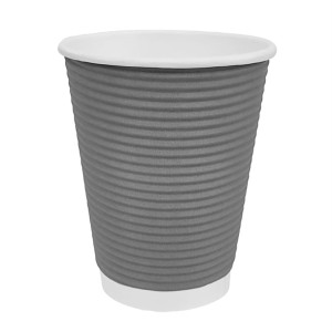 Fiesta Recyclable Hot Cup Ripple Wall Charcoal 225ml (500 Pack)