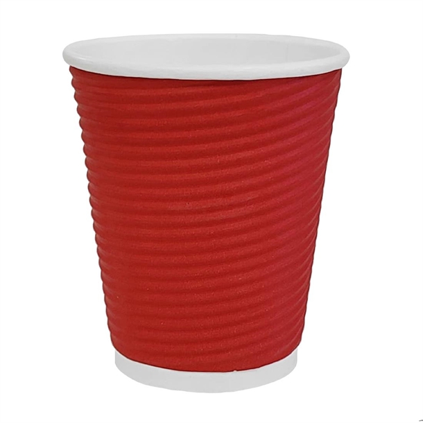 Fiesta Recyclable Takeaway Coffee Cups Ripple Wall Red 225ml / 8oz