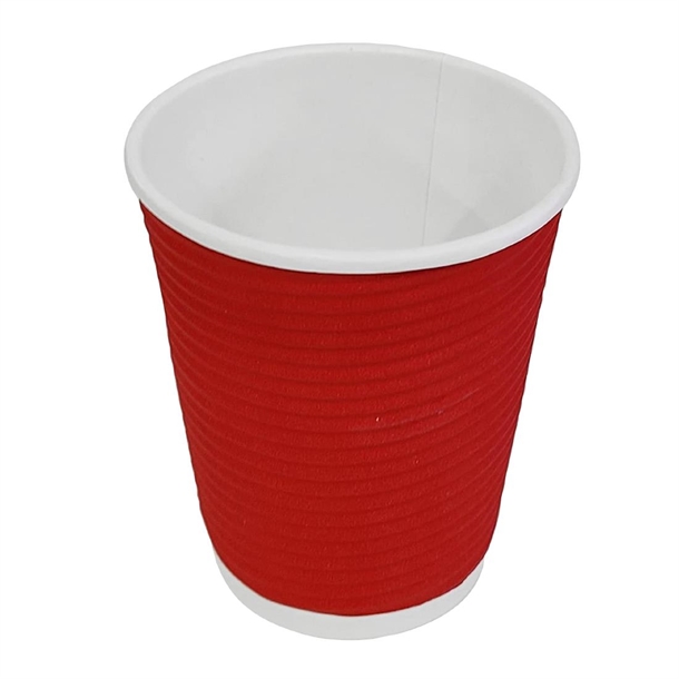 Fiesta Recyclable Takeaway Coffee Cups Ripple Wall Red 225ml / 8oz