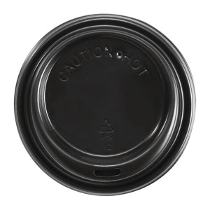 BioPak PS Plastic Lids for BioPak BioCups 80mm Black (1000 Pack)