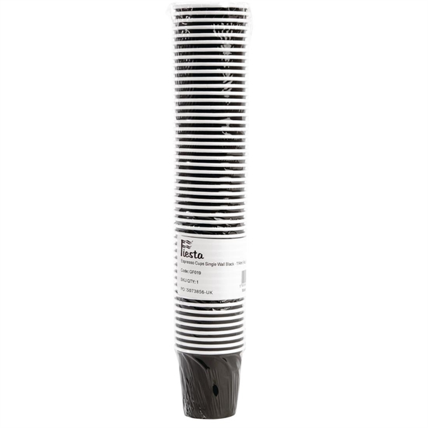 Fiesta Recyclable Hot Cup Single Wall Black 114ml (50 Pack) Fiesta Recyclable Hot Cup Single Wall Black 114ml (50 Pack)