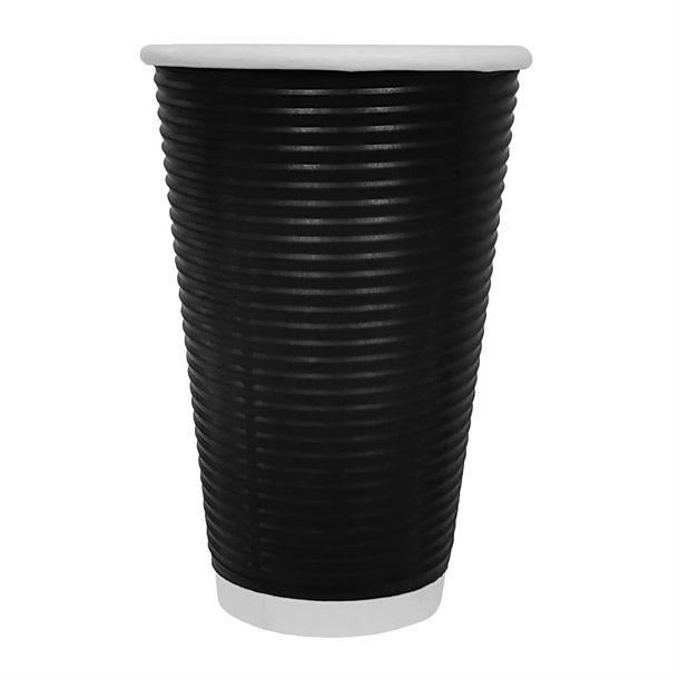 Fiesta Takeaway Coffee Cups Ripple Wall Black 450ml / 16oz