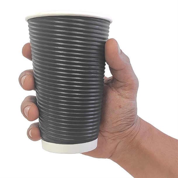 Fiesta Takeaway Coffee Cups Ripple Wall Black 450ml / 16oz