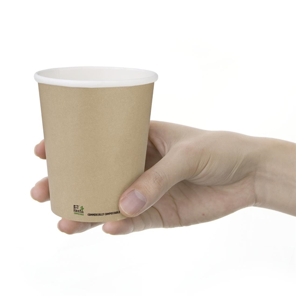 Fiesta Compostable Hot Cup Single Wall Kraft 225ml (1000 Pack)