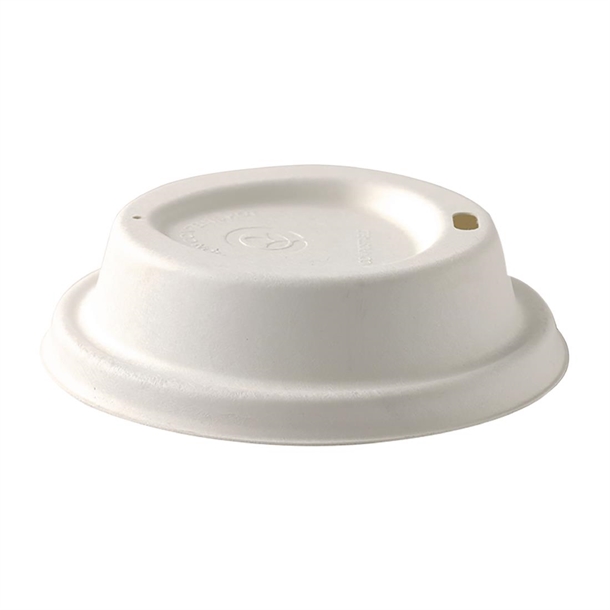 BioPak Sugarcane Lids for BioPak BioCups White 90mm (1000 Pack)