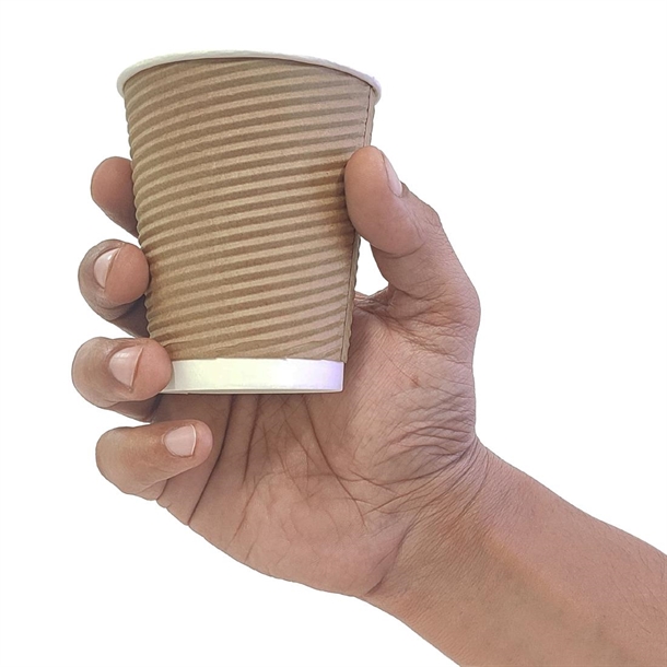 Fiesta Recyclable Hot Cup Ripple Wall Kraft 225ml (25 Pack)