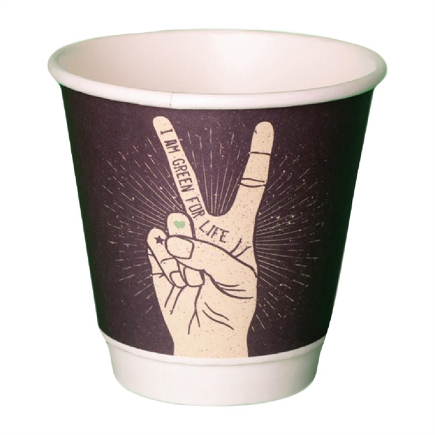 Detpak Grasp the Moment 90mm Squat Double Wall PLA Hot Cup - 300ml (Pack 500)