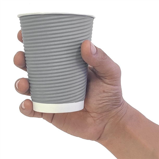 Fiesta Recyclable Hot Cup Ripple Wall Charcoal 340ml (25 Pack)