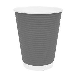 Fiesta Recyclable Hot Cup Ripple Wall Charcoal 340ml (25 Pack)
