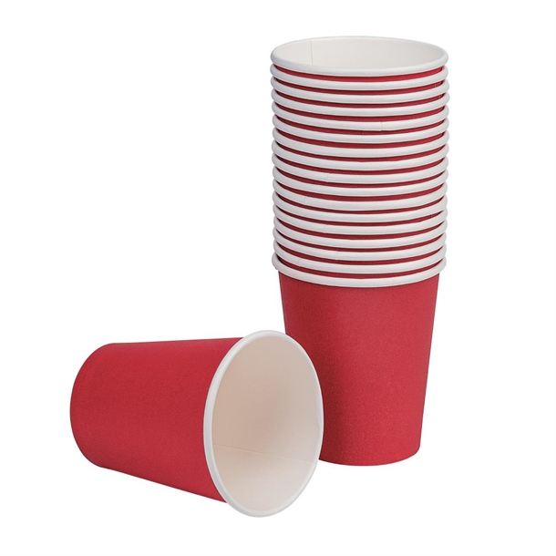 Fiesta Recyclable Hot Cup Single Wall Red 225ml (50 Pack)