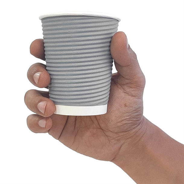 Fiesta Recyclable Hot Cup Ripple Wall Charcoal 225ml (25 Pack)