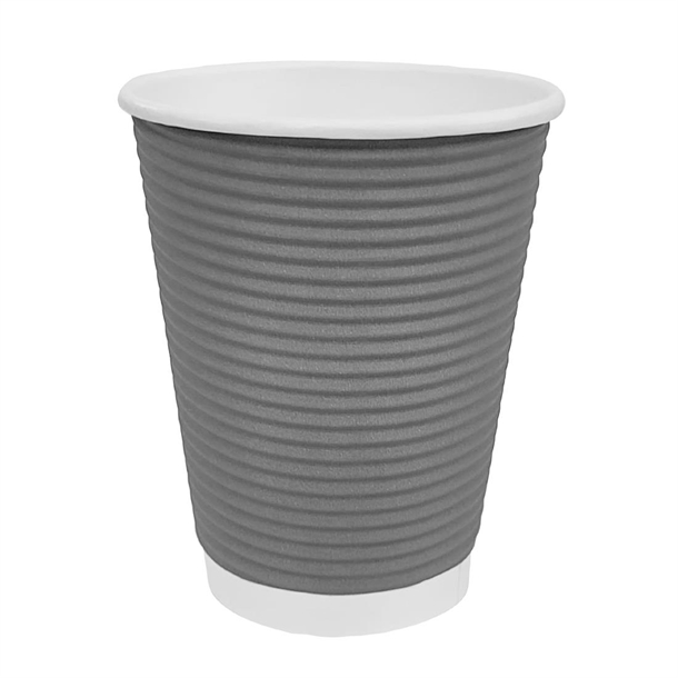 Fiesta Recyclable Hot Cup Ripple Wall Charcoal 225ml (25 Pack)