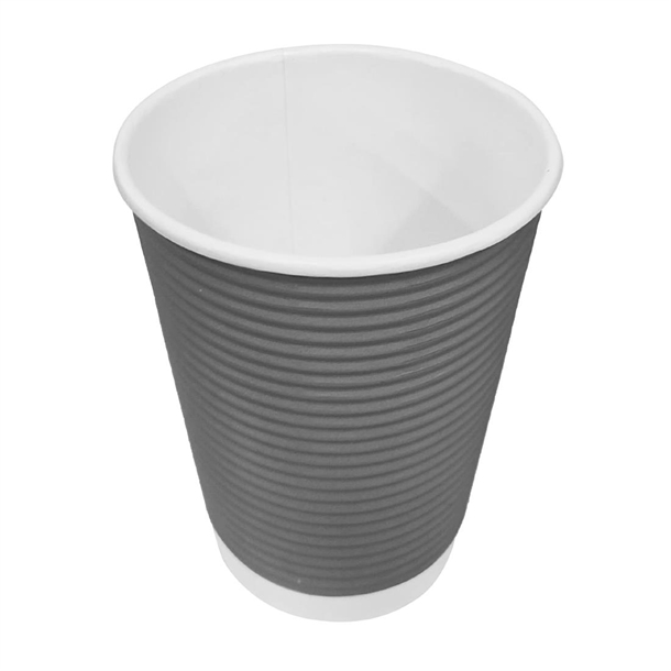 Fiesta Recyclable Hot Cup Ripple Wall Charcoal 225ml (25 Pack)