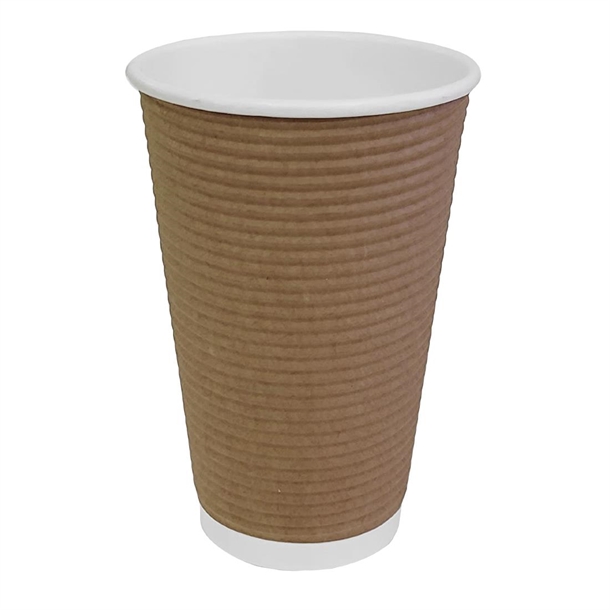 Fiesta Recyclable Hot Cup Ripple Wall Kraft 455ml (500 Pack)