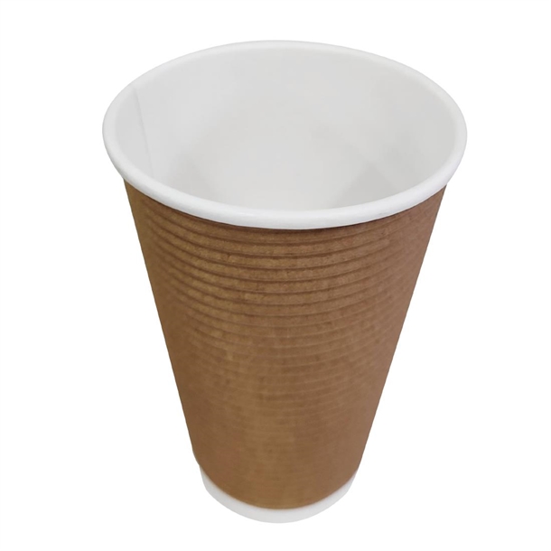Fiesta Recyclable Hot Cup Ripple Wall Kraft 455ml (500 Pack)