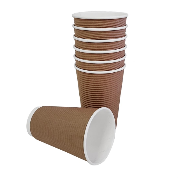 Fiesta Recyclable Hot Cup Ripple Wall Kraft 455ml (500 Pack)