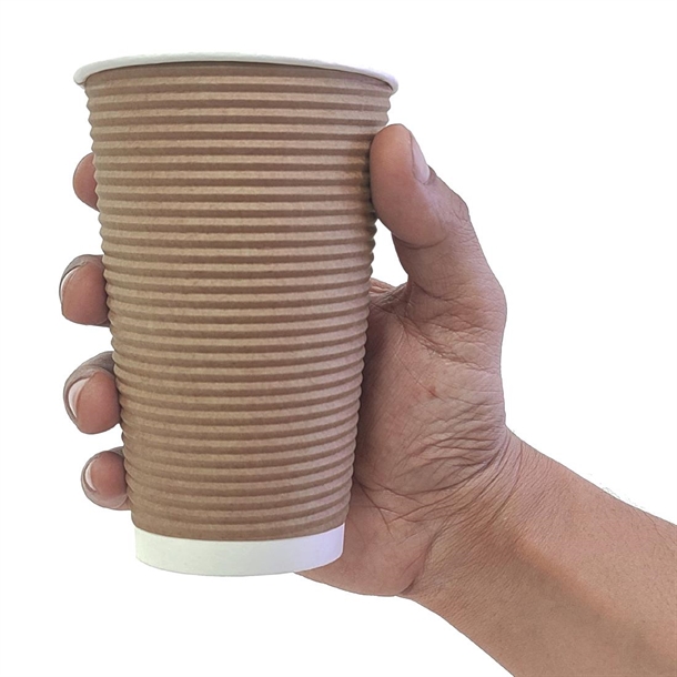Fiesta Recyclable Hot Cup Ripple Wall Kraft 455ml (500 Pack)