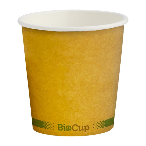 BioPak Hot Paper BioCup Single Wall Green Stripe 120ml / 63mm Kraft (Pack 2000)
