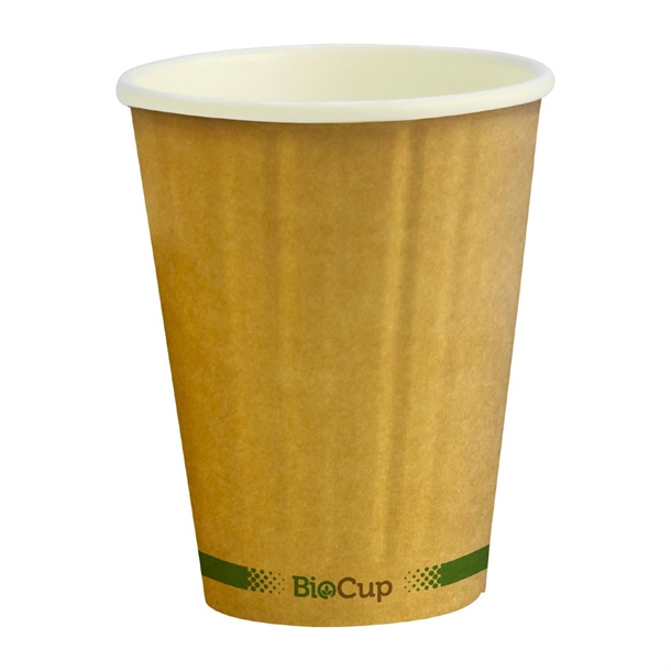 BioPak BioCup Single Wall Kraft Green Line - 280ml / 80mm (Pack 1000)