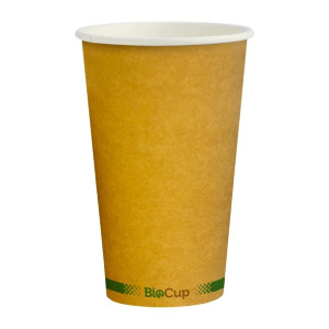 BioPak BioCup Single Wall Kraft Green Line - 350ml / 80mm (Pack 1000)