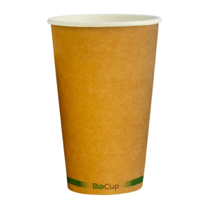 BioPak Hot Paper BioCup Single Wall Green Stripe 510ml / 90mm Kraft (Pack 1000)