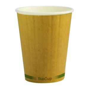 Biopak BioCup Double Wall Kraft Green Line - 390ml / 90mm (Pack 1000)