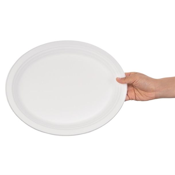 Fiesta Compostable Bagasse Oval Plate 316mm (50 Pack)