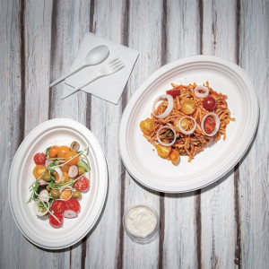 Fiesta Compostable Bagasse Oval Plate 316mm (50 Pack)