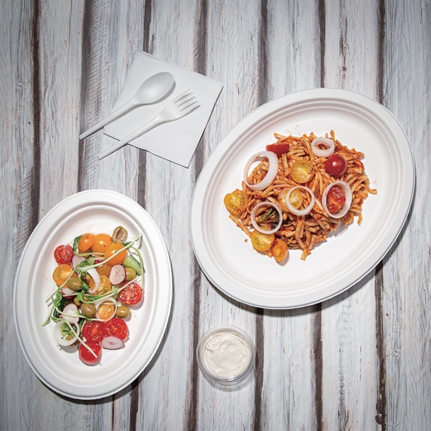Fiesta Compostable Bagasse Oval Plate 316mm (50 Pack)