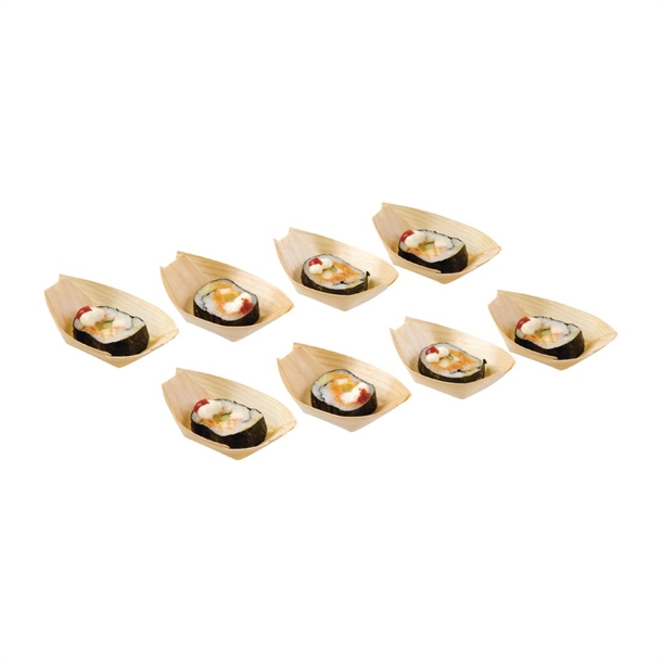 Fiesta Compostable Wooden Sushi Boats Small 80mm (100 Pack) Fiesta Compostable Wooden Sushi Boats Small 80mm (100 Pack)