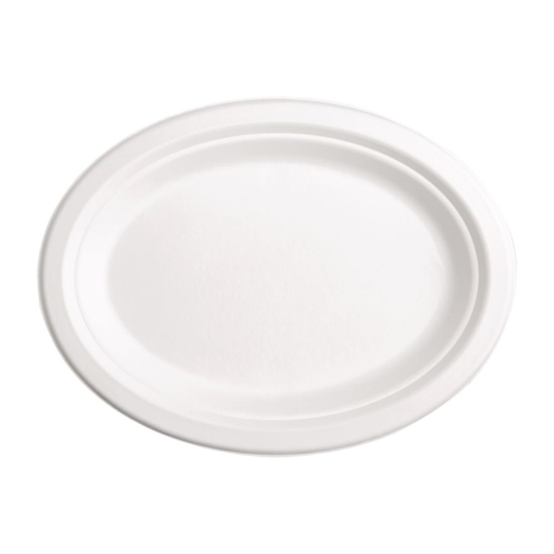 Fiesta Compostable Bagasse Oval Plate 316mm (50 Pack)