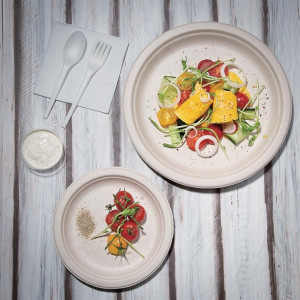 Fiesta Compostable Bagasse Round Plate Natural 179mm (50 Pack)