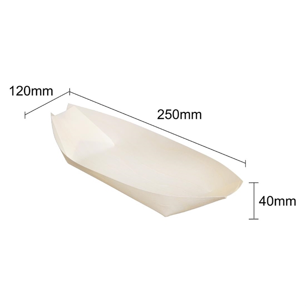 Fiesta Compostable Wooden Sushi Boats Large 250mm (100 Pack) Fiesta Compostable Wooden Sushi Boats Large 250mm (100 Pack)