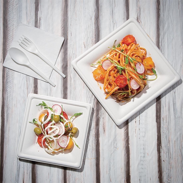 Fiesta Compostable Bagasse Square Plate 159mm (50 Pack) Fiesta Compostable Bagasse Square Plate 159mm (50 Pack)