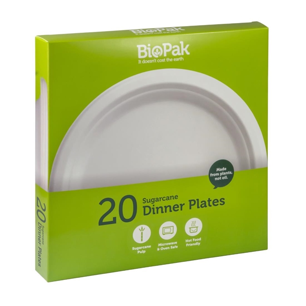 BioPak BioPlates White - 25cm (20 Pack)