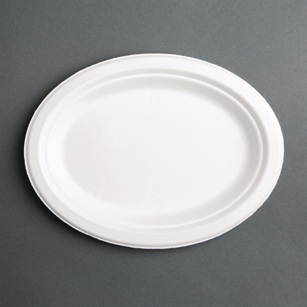 Fiesta Compostable Bagasse Oval Plate 198mm (50 Pack)