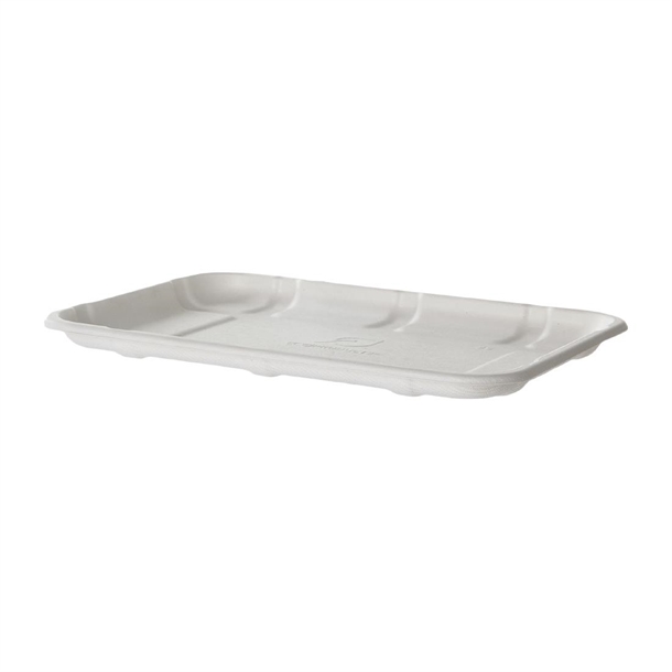Detpak Sugarcane Meat & Produce Tray White - 216x152x13mm (Pack 400) Detpak Sugarcane Meat & Produce Tray White - 216x152x13mm (Pack 400)