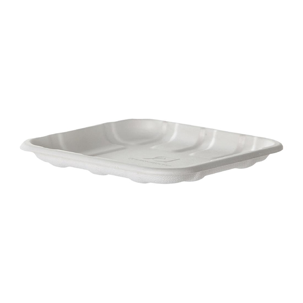 Detpak Sugarcane Meat & Produce Tray White - 140x140x14mm (600 Pack) Detpak Sugarcane Meat & Produce Tray White - 140x140x14mm (600 Pack)