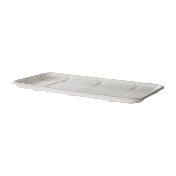 Detpak Sugarcane Meat & Produce Tray White - 280x153x14mm (300 Pack)