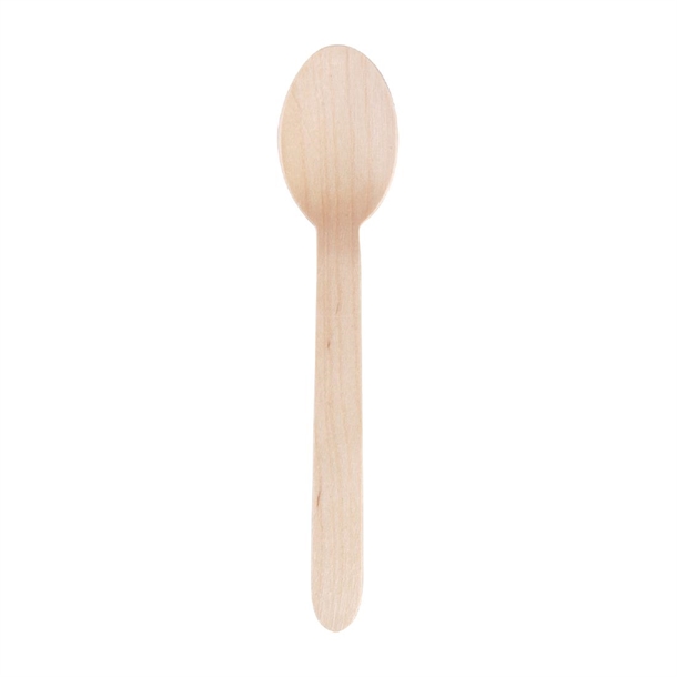 Fiesta Compostable Biodegradable Disposable Wooden Dessert Spoons (100 Pack)
