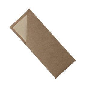 EcoSafe Cutlery Pouch with 2ply Bamboo Napkin - Kraft (Pack 1000)