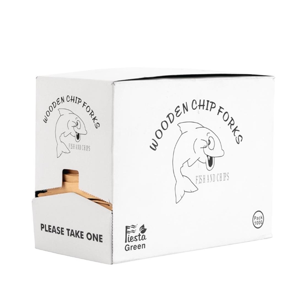 Fiesta Compostable Biodegradable Disposable Wooden Chip Forks (1000 Pack)