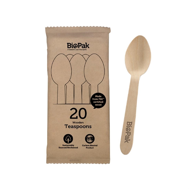 BioPak BioCutlery Wooden Teaspoon - 10cm (20 Pack) BioPak BioCutlery Wooden Teaspoon - 10cm (20 Pack)