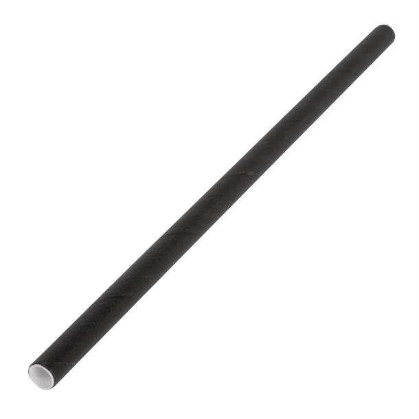 Fiesta Compostable Paper Cocktail Stirrer Straws Black (250 Pack)
